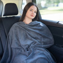 BlueHills Premium Soft Long Travel Blanket Pillow Airplane - Gray