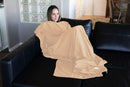 BlueHills Travel Blanket Pillow Compact Lightweight Soft Airplane - Beige