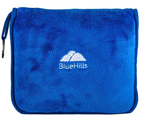 BlueHills Premium Memory Foam Neck Travel Twist Airplane Pillow -Royal Blue
