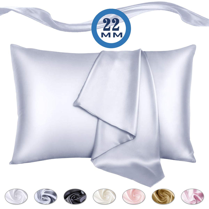 22 Momme Pure Natural Mulberry Silk Pillowcase 1 Pack King Silver Gray