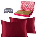 BlueHills 3 Piece Luxury Gift Pure Mulberry Soft Silk Pillowcase - King Red