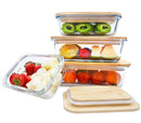BlueHills Borosilicate Oven Safe Glass containers with Bamboo lids - 4 pack 8 piece set