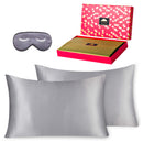 BlueHills 3 Piece Luxury Gift Pure Mulberry Soft Silk Pillowcase - Queen Silver Gray