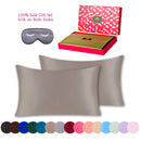 BlueHills 3 Piece Luxury Gift Pure Mulberry Natural Soft Silk Pillowcase King Taupe