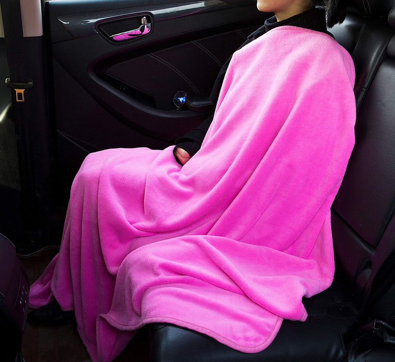 BlueHills Premium Soft Travel Blanket Pillow Airplane - Pink