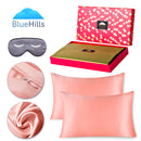 Pure Mulberry Silk pillowcases 2 pack and eye mask gift set Queen Rose Gold