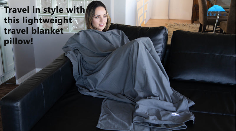 Travel in style with this lightweight travel blanket pillow! 🎒