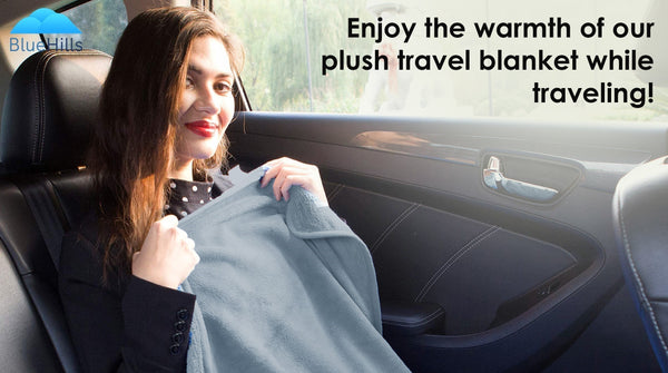 Turn your airplane travel more comfortable with our plush travel blanket! 🧳