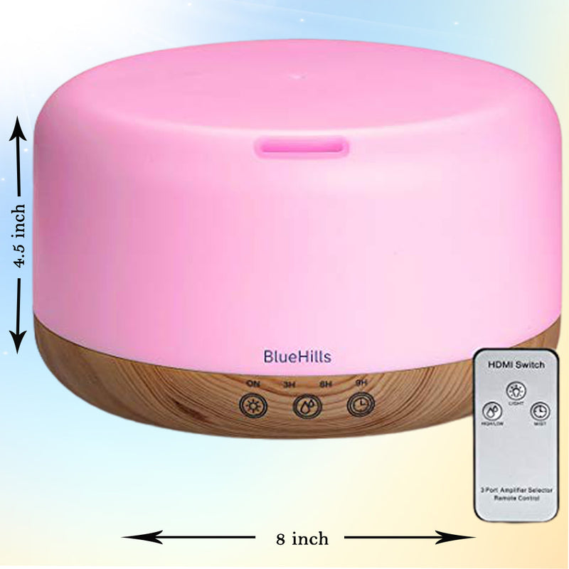 BlueHills 1000 ML Premium Humidifier Essential Oil Diffuser Combo with Remote - Wood Grain -D004