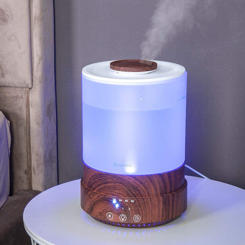 BlueHills 2500 ML XL Essential Oil Diffuser Humidifier Extra Large Capacity - Dark Wood Grain -F003