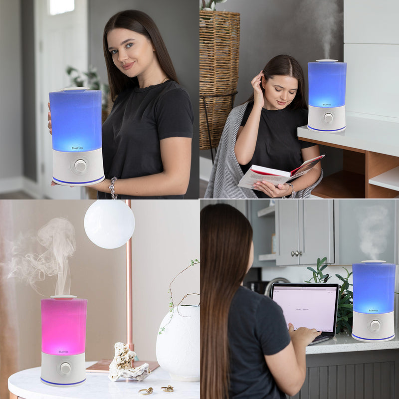 BlueHills 2000 ML Premium Essential Oil Diffuser Humidifier Extra Large Capacity - White - E001