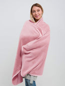 BlueHills Travel Blanket Rolled Premium Soft Plush Airplane - Pink
