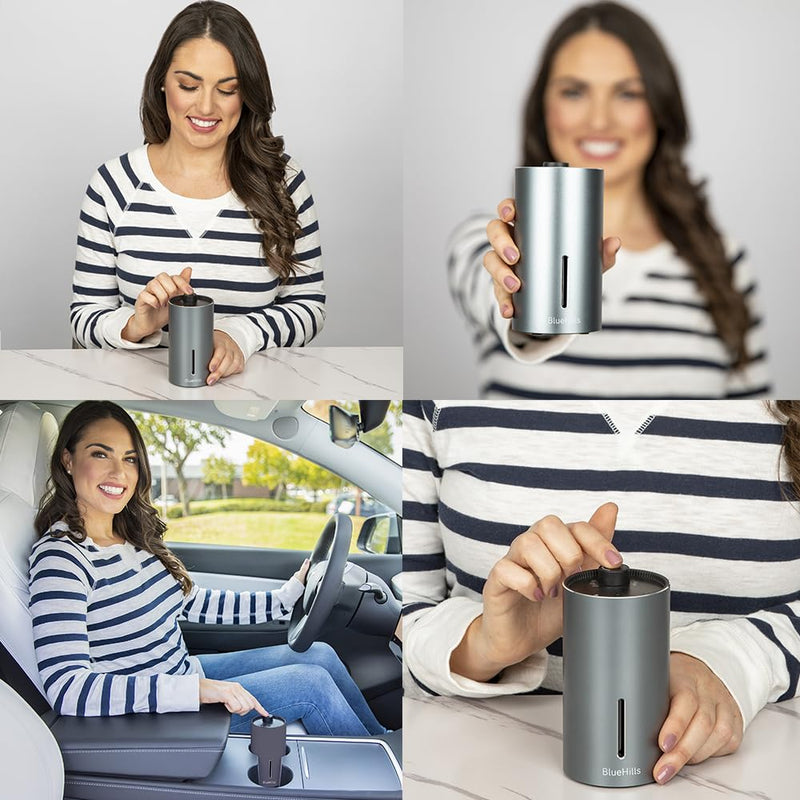 BlueHills Waterless Cordless Car Essential Oil Diffuser -Gray J02