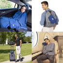 BlueHills Travel Blanket Pillow Compact Lightweight Soft Airplane - Navy Blue