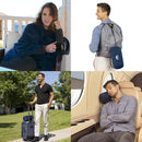 BlueHills Travel Blanket Rolled Premium Soft Plush Airplane - Navy Blue