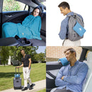 BlueHills Travel Blanket Pillow Compact Lightweight Soft Airplane - Teal Blue