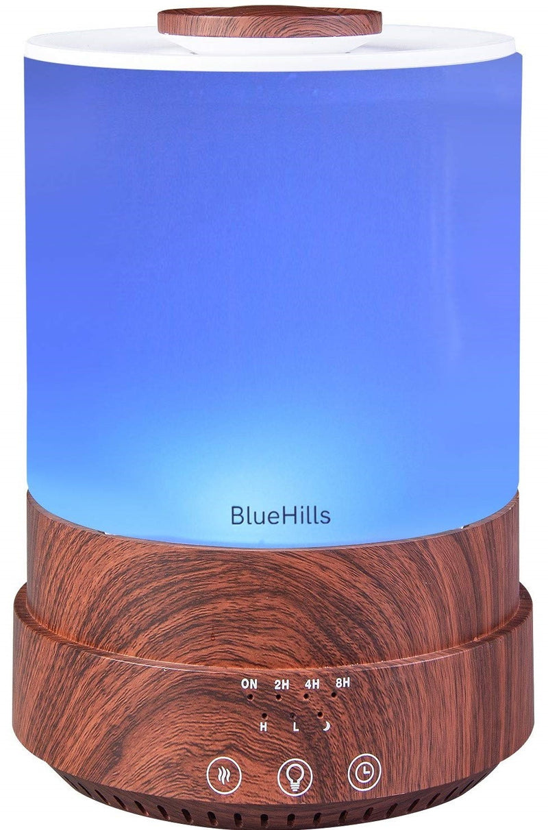 BlueHills 2500 ML XL Essential Oil Diffuser Humidifier Extra Large Capacity - Dark Wood Grain -F003