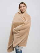 BlueHills Travel Blanket Rolled Premium Soft Plush Airplane - Beige