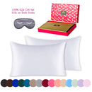 Pure Mulberry 22 Momme Silk pillowcases 2 pack, eye mask Queen Ivory White