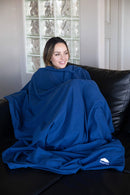 BlueHills Travel Blanket Pillow Compact Lightweight Soft Airplane - Navy Blue