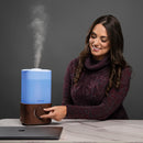 BlueHills Premium 2300 ML XL Large Essential Oil Diffuser Humidifier Combo for Large Room Home Huge Coverage Area 2 Liter Capacity Huge Diffuser with Décor LED Lights Square Dark Wood Grain - L003