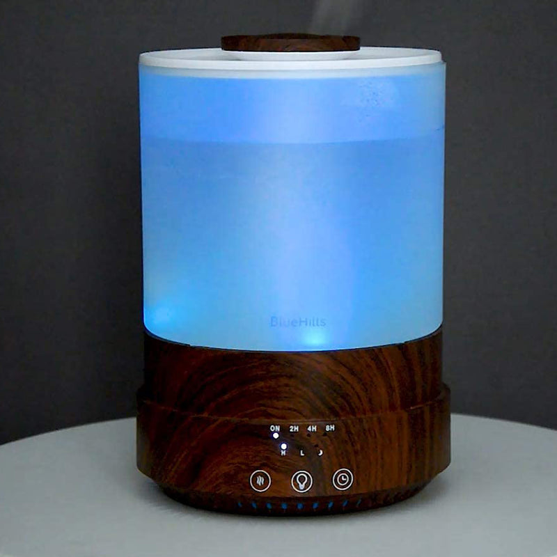 BlueHills 2500 ML XL Essential Oil Diffuser Humidifier Extra Large Capacity - Dark Wood Grain -F003