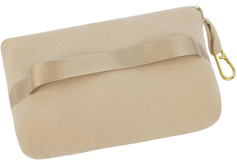 BlueHills Travel Blanket Pillow Compact Lightweight Soft Airplane - Beige
