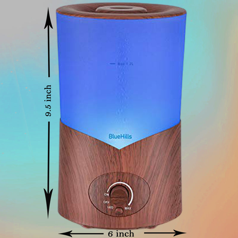 BlueHills 1000 ML Essential Oil Diffuser Humidifier Large Capacity – Dark Wood Grain -A3