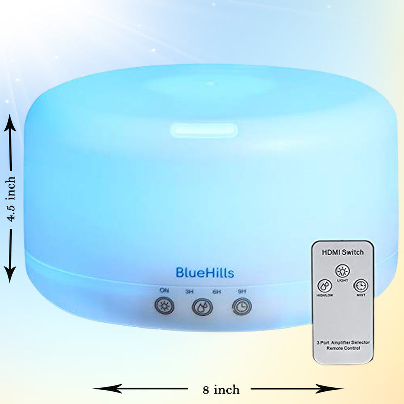 BlueHills 1000 ML Premium Humidifier Essential Oil Diffuser Combo with Remote - White -D001