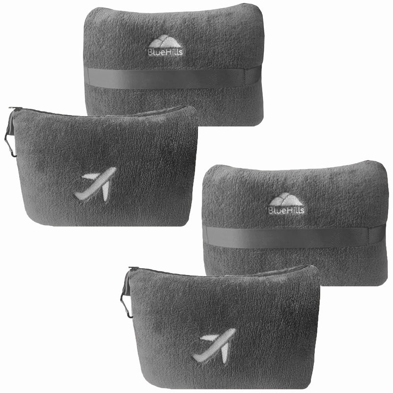 BlueHills 2 Pack Premium Travel Blanket Pillow Mini Soft Case - Gray