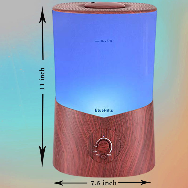 BlueHills 3000 ML Large Essential Oil Diffuser Humidifier for Large Rooms – Dark Wood Grain -K3