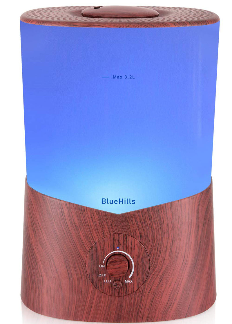 BlueHills 3000 ML Large Essential Oil Diffuser Humidifier for Large Rooms – Dark Wood Grain -K3