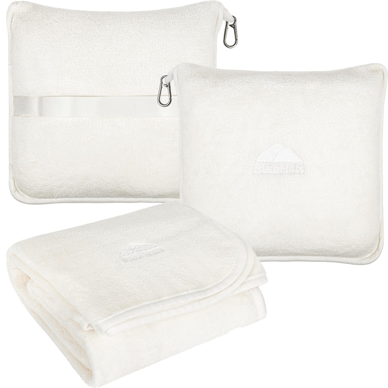 BlueHills Premium Soft Travel Blanket Pillow Airplane - Ivory White