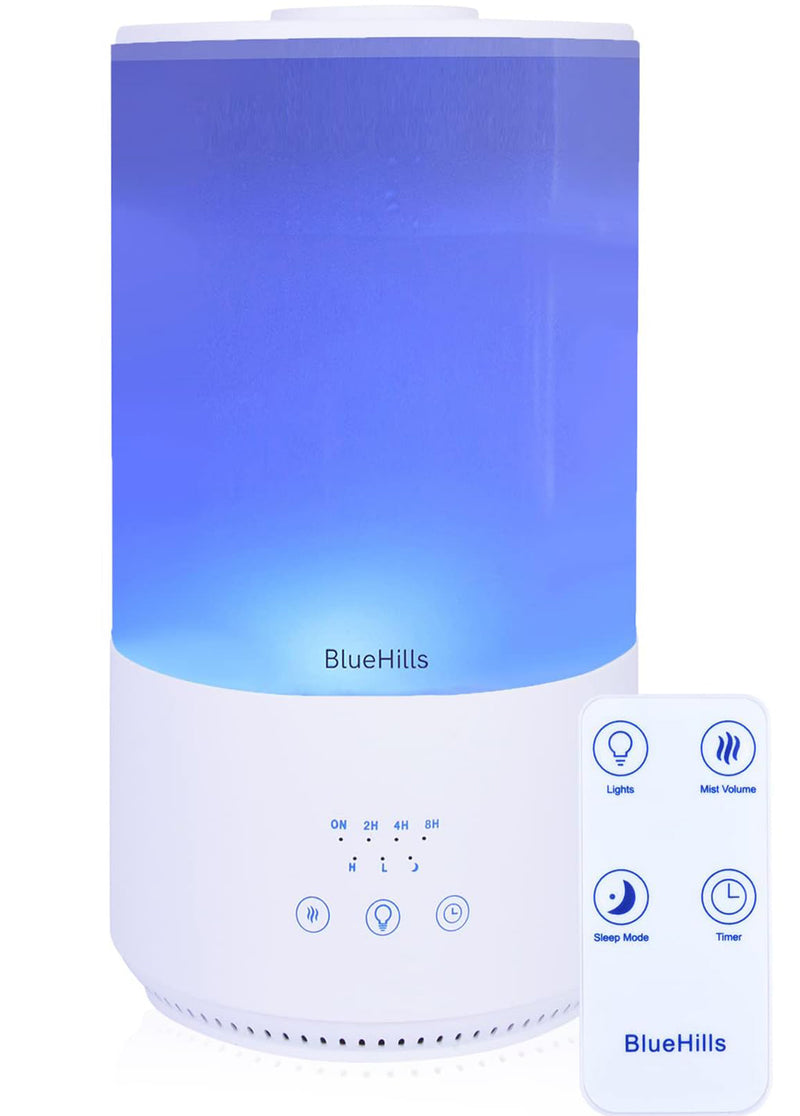 BlueHills 4000 ML Tall Premium Essential Oil Diffuser Humidifier with Remote Extra Large Capacity - White -T401