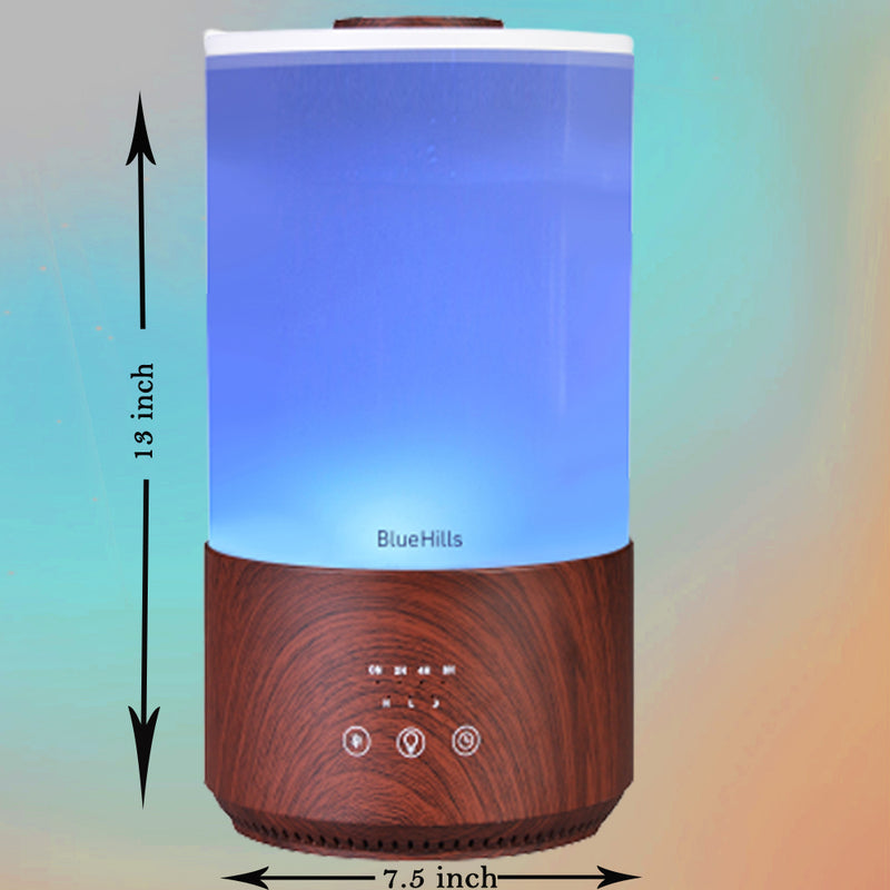 BlueHills 4000 ML Tall Premium Essential Oil Diffuser Humidifier with Remote Extra Large Capacity - Dark Wood Grain -T402