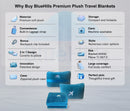 BlueHills Premium Soft Travel Blanket Pillow Airplane Mini - Teal Blue