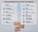BlueHills 2-Pack Mini Premium Soft Plush Travel Blanket Pillow Mini Soft Case - Beige