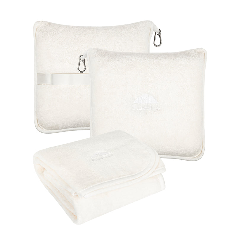 BlueHills Premium Soft Travel Blanket Pillow Airplane - Ivory White