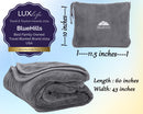 BlueHills Premium Soft Travel Blanket Pillow Airplane 2-Pack -Gray