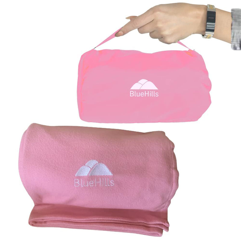 pink travel blanket and pillow set