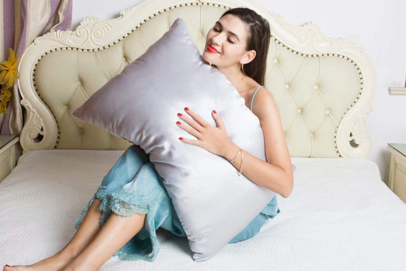 22 Momme Pure Natural Mulberry Silk Pillowcase  Queen Silk Gray