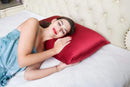 BlueHills 3 Piece Luxury Gift Pure Mulberry Soft Silk Pillowcase - King Red