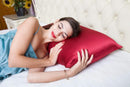 BlueHills 3 Piece Luxury Gift Pure Mulberry Soft Silk Pillowcase - King Red