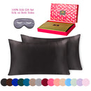 BlueHills 3 Piece Luxury Gift Pure Mulberry Natural Soft Silk Pillowcase Black King