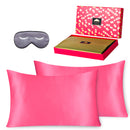 BlueHills 3 Piece Luxury Gift Pure Mulberry Natural Soft Silk Pillowcase Hot Pink King
