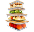 BlueHills Borosilicate Oven Safe Glass containers with Bamboo lids - 4 pack 8 piece set