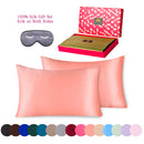 Pure Mulberry Silk pillowcases 2 pack and eye mask gift set Queen Rose Gold
