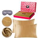 BlueHills 22 Momme Pure Mulberry Natural Silk Pillowcase 3 piece Gift Set - Standard Gold