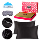 BlueHills 3 Piece Luxury Gift Pure Mulberry Natural Soft Silk Pillowcase Black King