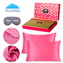 BlueHills 3 Piece Luxury Gift Pure Mulberry Natural Soft Silk Pillowcase Hot Pink King
